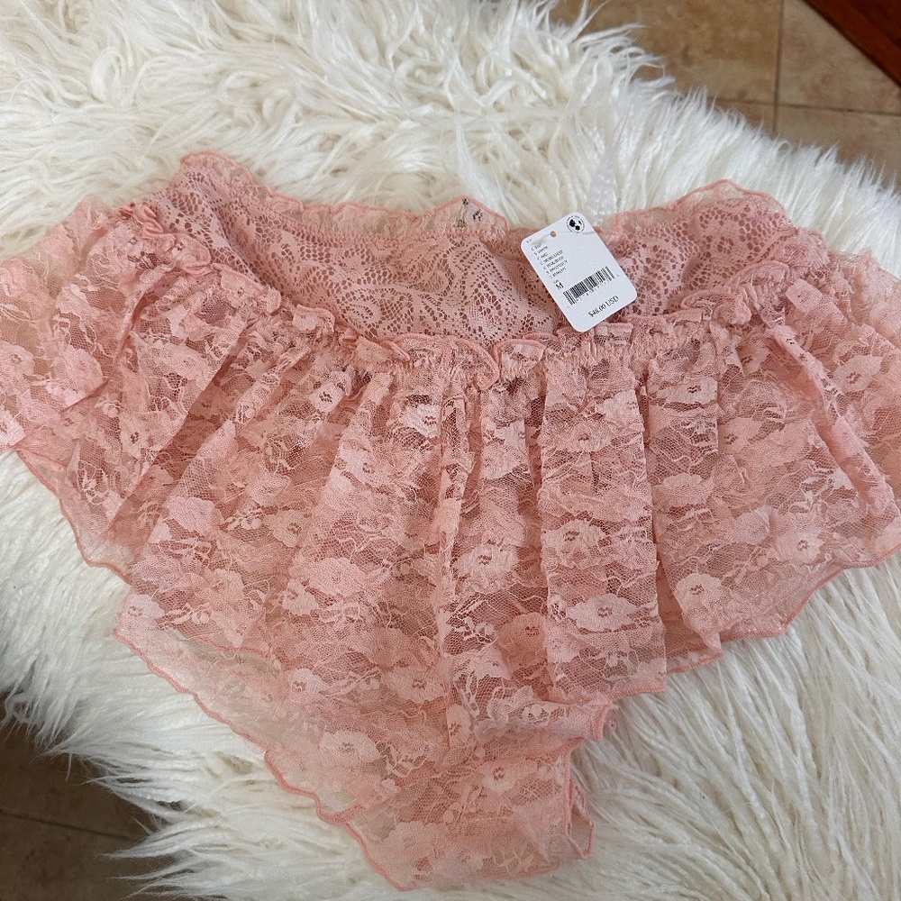 Free People Pink Lace Ruffle Panty
